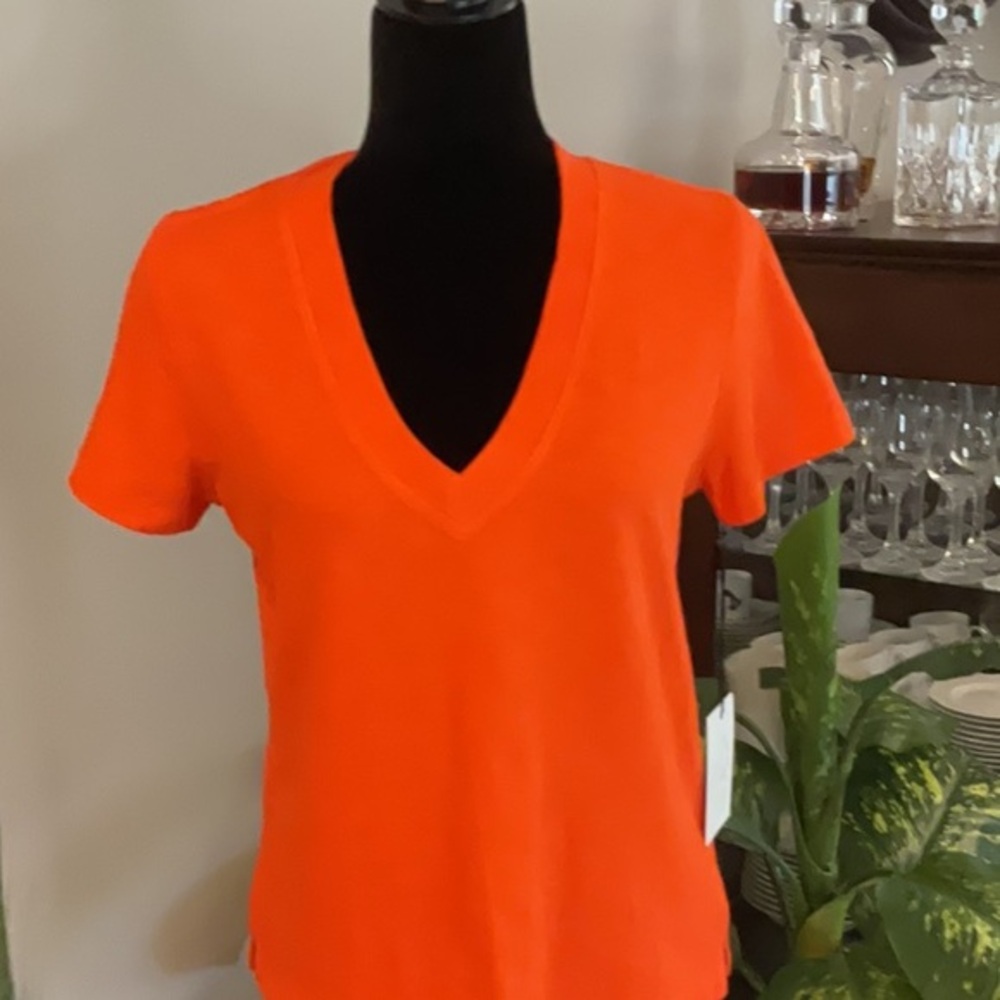 Electric & Rose Bright Orange Short Sleeve V-Neck Tee